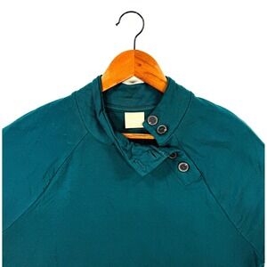 Button-Neck Teal Women’s Top